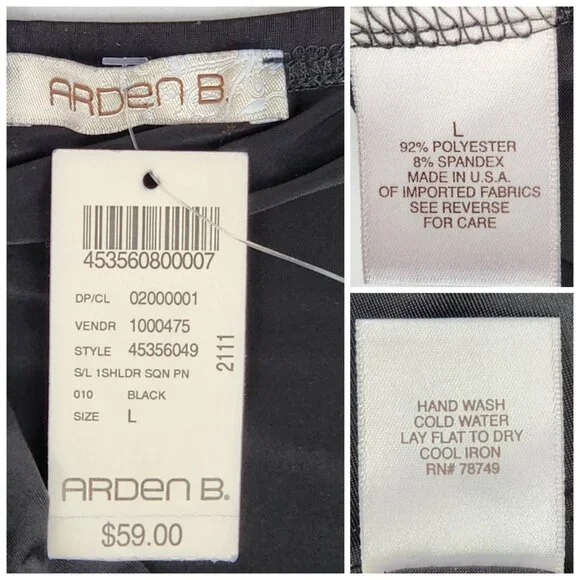 Arden B Womens One Shoulder Sequin Dress Size L Black NWT - Picture 3 of 7